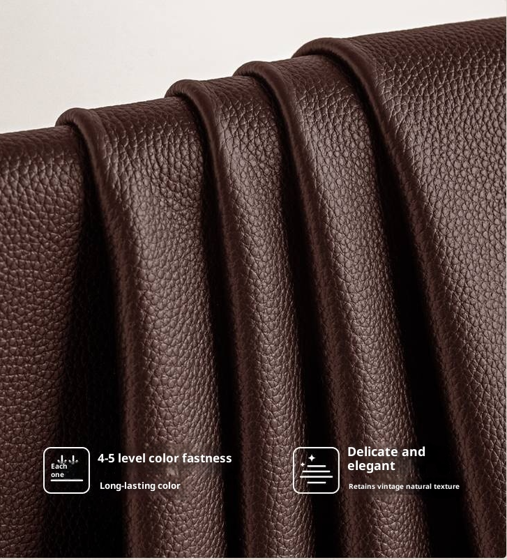 Luxury Genuine Leather Soft Backrest Bed, American Retro Style