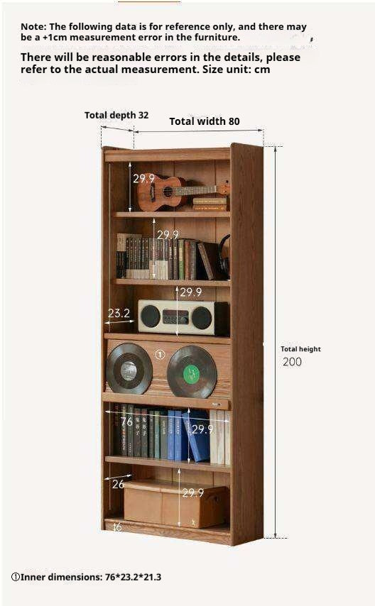 Ash Solid Wood Bookcase with Wall-Mounted Display and Storage Cabinet
