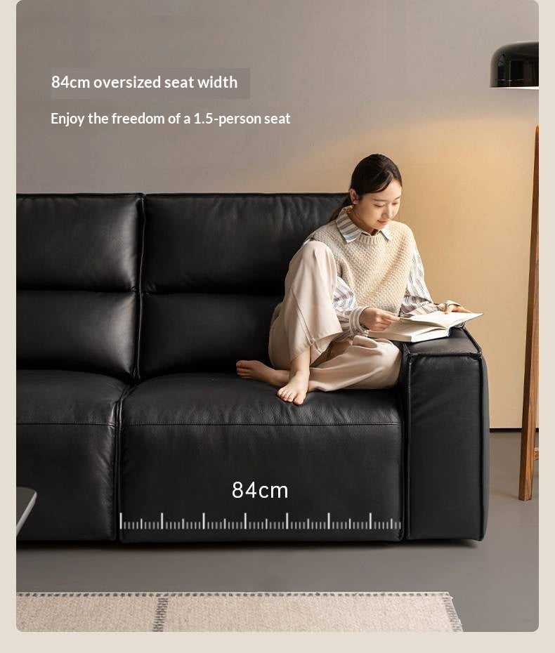 Genuine Leather Power Reclining Sofa with Adjustable Headrests and USB Charging
