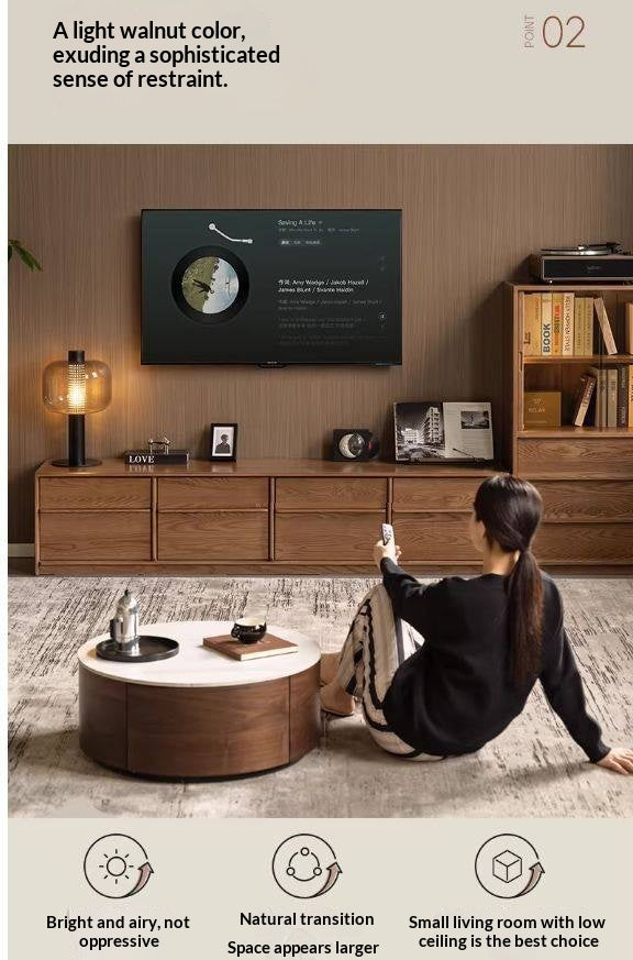 Ash Solid Wood Italian Luxury Floor-Standing TV Cabinet