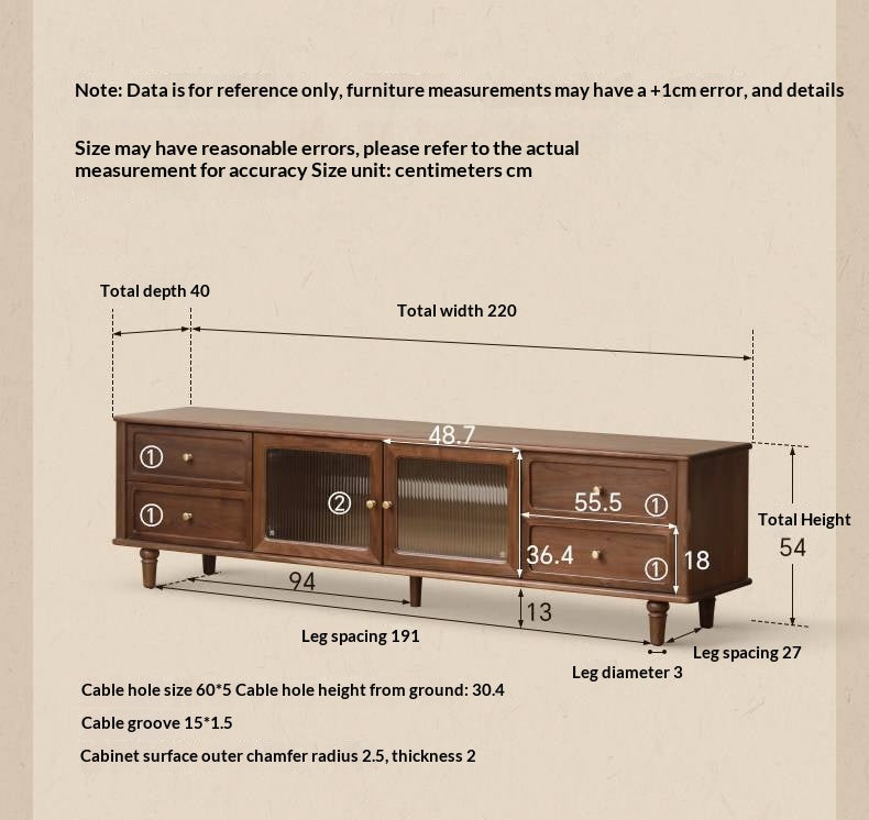 Black Walnut, Sandalwood Solid Wood American Retro Locker TV Cabinet.