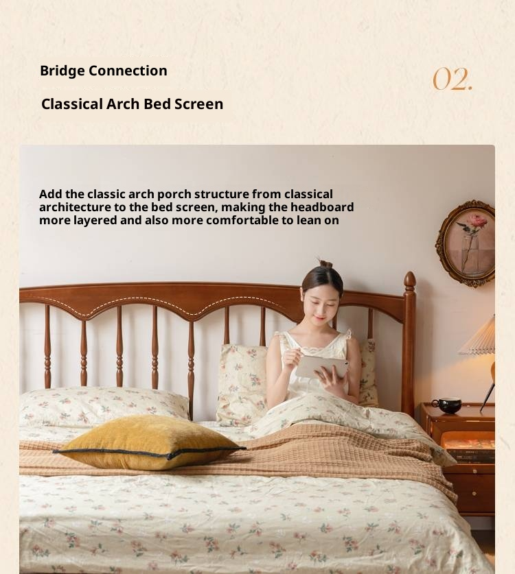 Poplar Solid Wood Windsor Bed, Retro Vintage Style