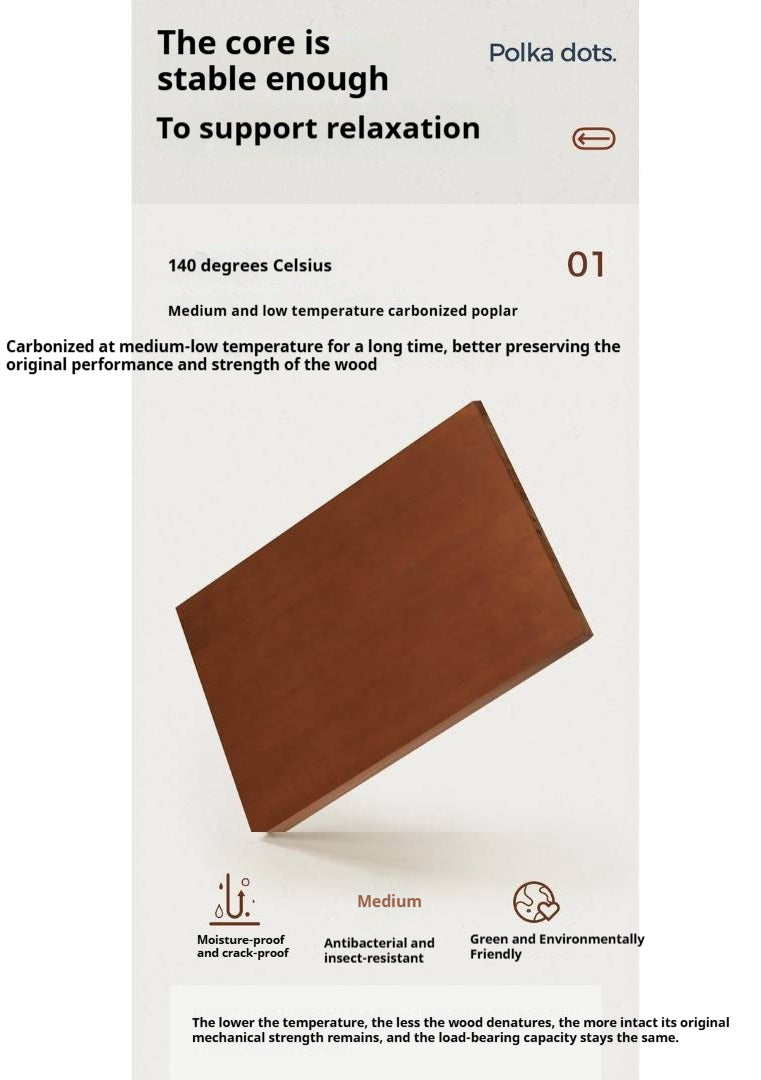 Poplar Solid Wood Mid-Century Piano Key Bed with Leather Upholstered Headboard