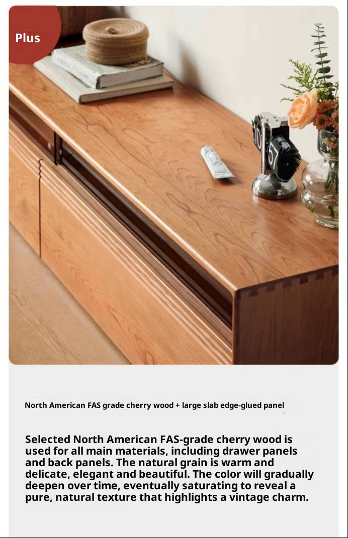 Cherry Solid Wood Floor TV Cabinet