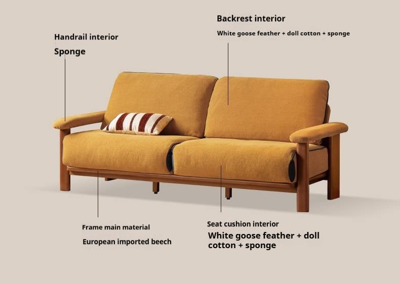 Beech Solid Wood Antique Style Sofa 4 color