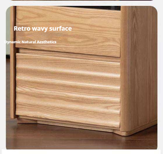 Ash Solid Wood Modern Lighted Nightstand.