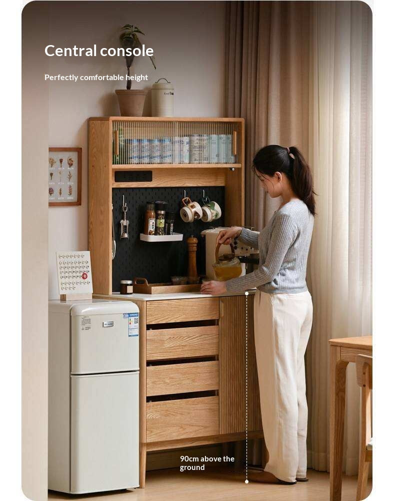 Oak Solid Wood Modern Rock Board Side High Buffet