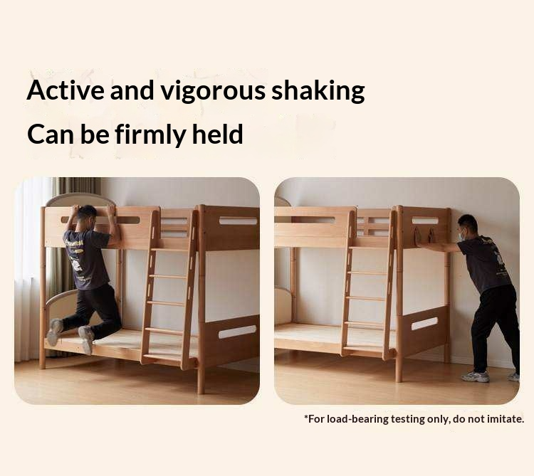 Beech Solid Wood Compact Bunk Bed, Suitable for Adults and Children