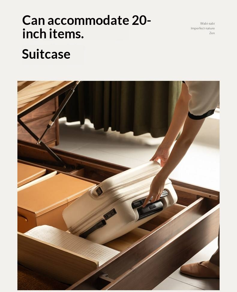 Black Walnut Solid Wood Bed — Italian Light Luxury Suspended Bed