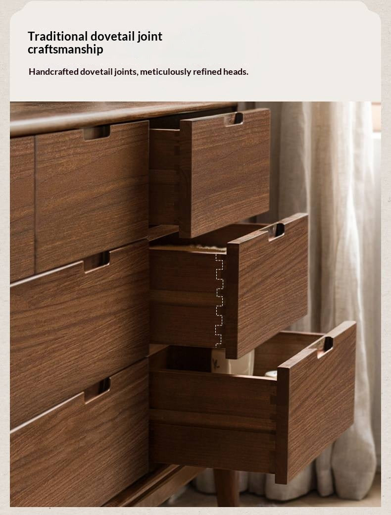 Ash Solid Wood Storage Cabinet Against the Wall