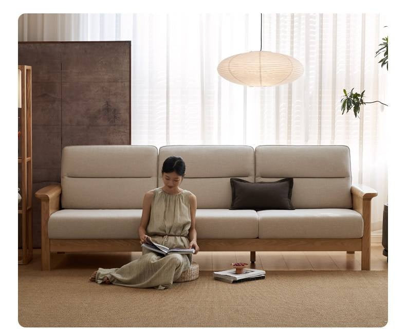 Ash Solid Wood Modern High Back Sofa
