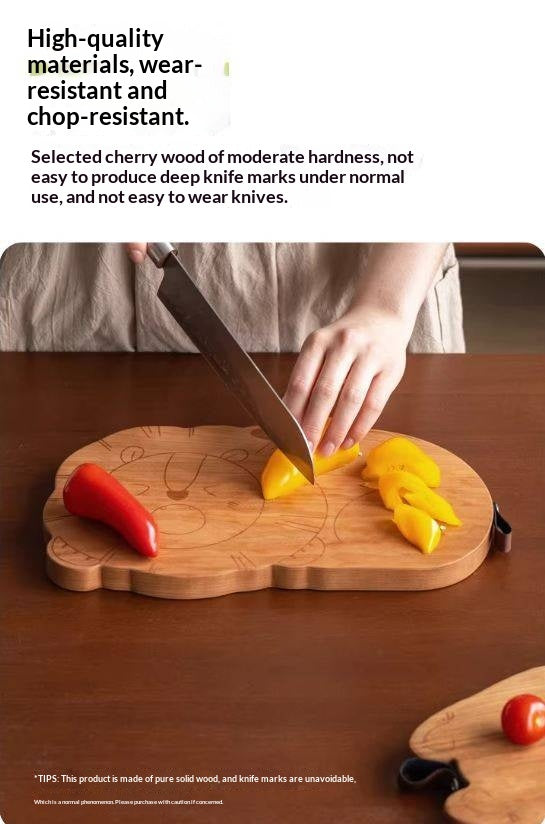 Cherry Solid Wood Pet-Shaped Cutting Board and Baby Food Plate