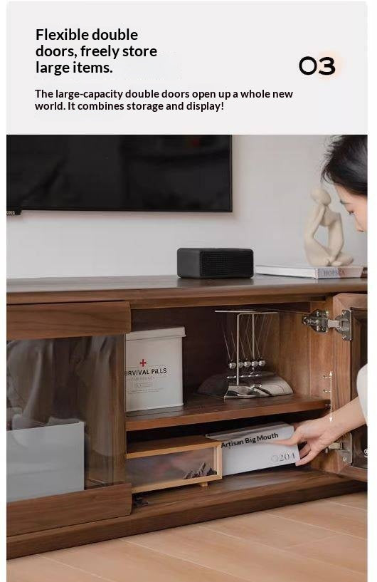 Black Walnut, Sandalwood, Ash Solid Wood Floor TV Cabinet.