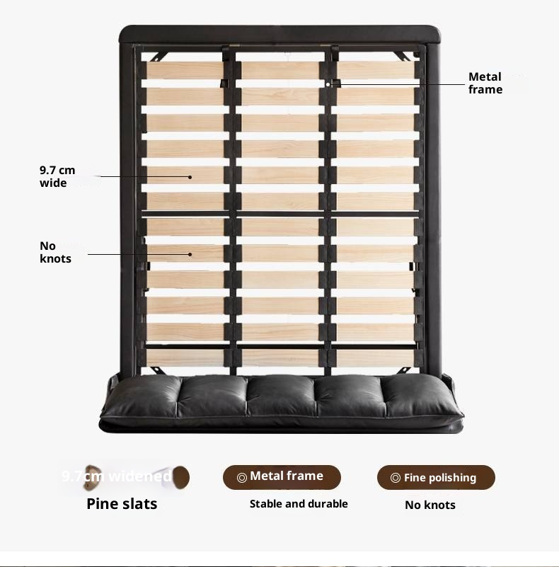 Genuine Leather Black Light Luxury Box Bed