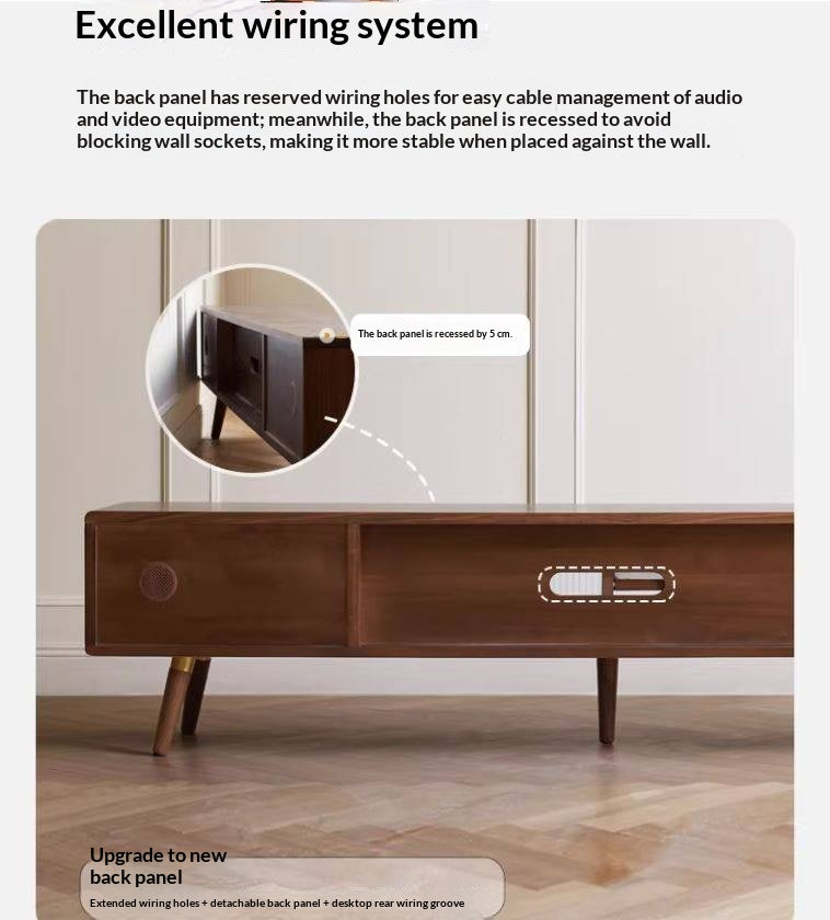 Black Walnut Solid Wood Nordic TV Cabinet.