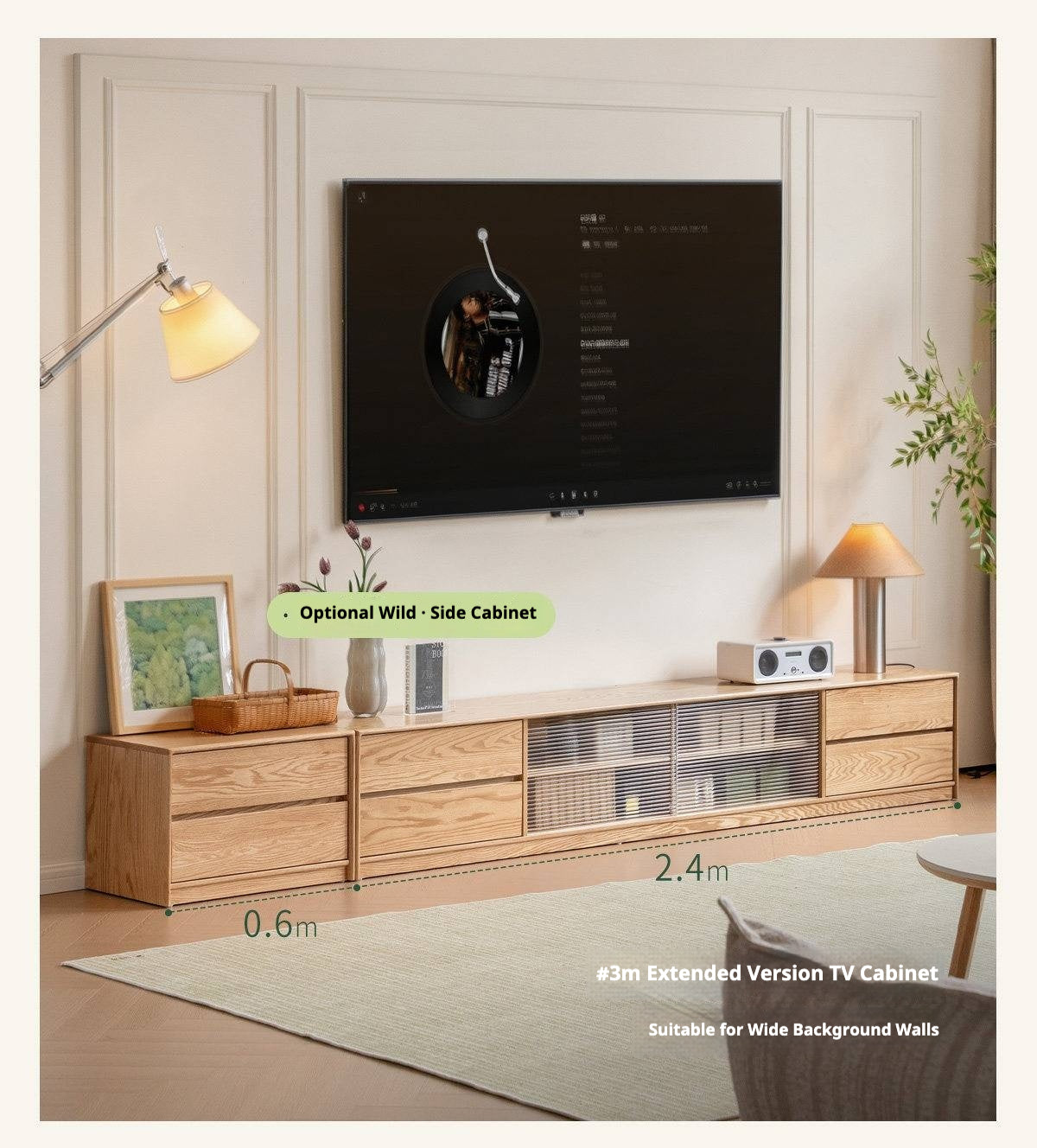 Solid RubberWood, Oak Solid Wood TV Cabinet Floor Combination
