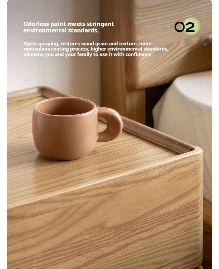 Ash, Oak, White Ash, White Oak, Sandalwood Solid Wood White Wax Small Nightstand