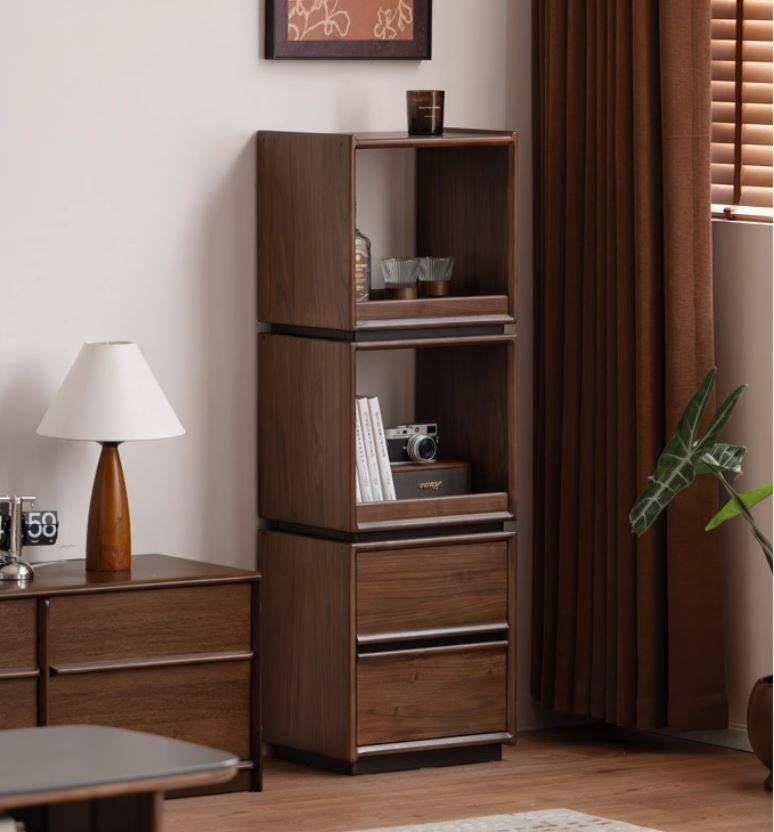 Black Walnut, Sandalwood Solid Wood Italian Light Luxury Bookshelf