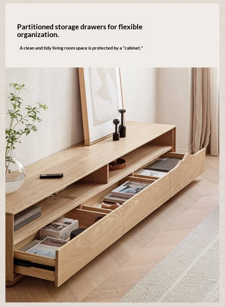 Ash Solid Wood Floor TV Storage Cabinet.