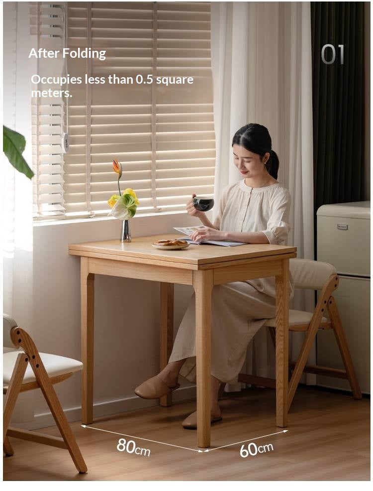 Oak Solid Wood Folding Small Dining Table