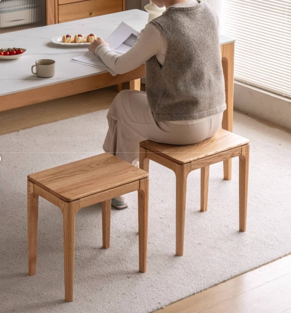 Oak, Ash Solid Wood Modern Style Stool