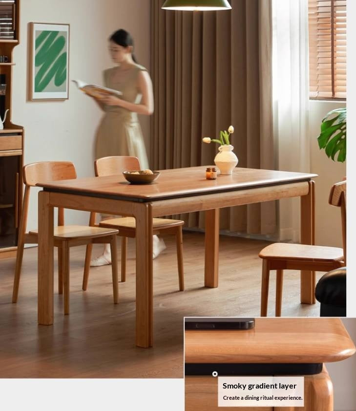 Cherry Solid Wood Vintage Style Dining Table