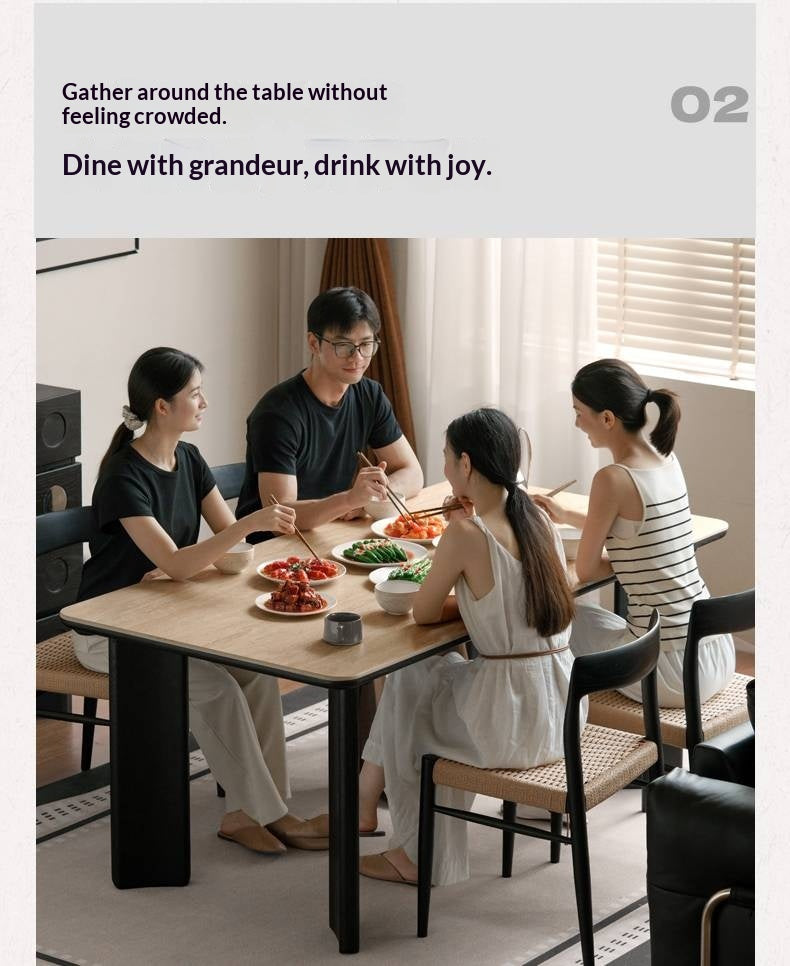 Oak Solid Wood Modern Cave Stone Rock Plate Dining Table