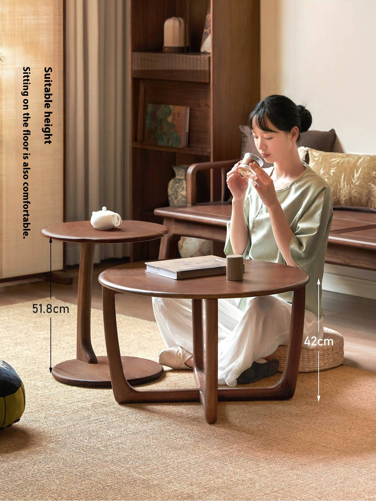 Ash Solid Wood Round Tea Table