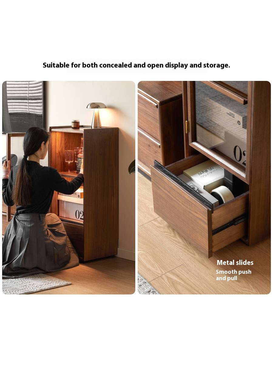 Black Walnut Solid Wood Floor Storage Cabinet