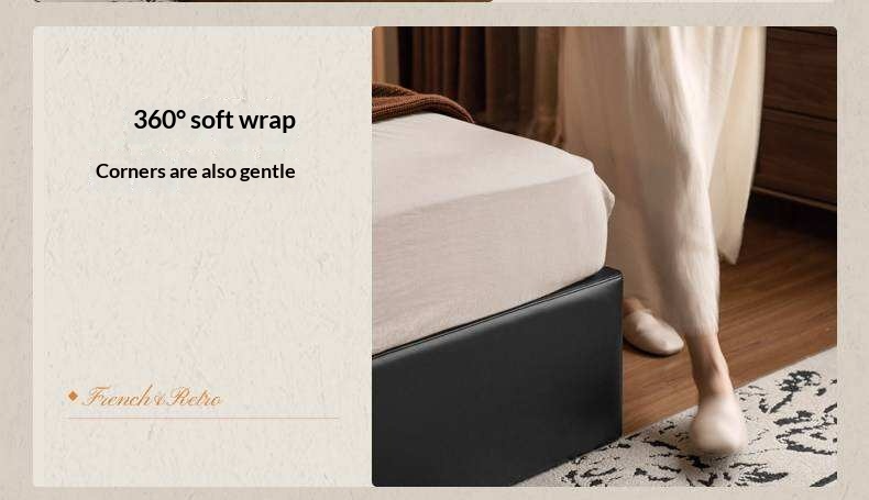 Genuine Leather Luxury Storage Bed with Lift-Up Storage Box Bed