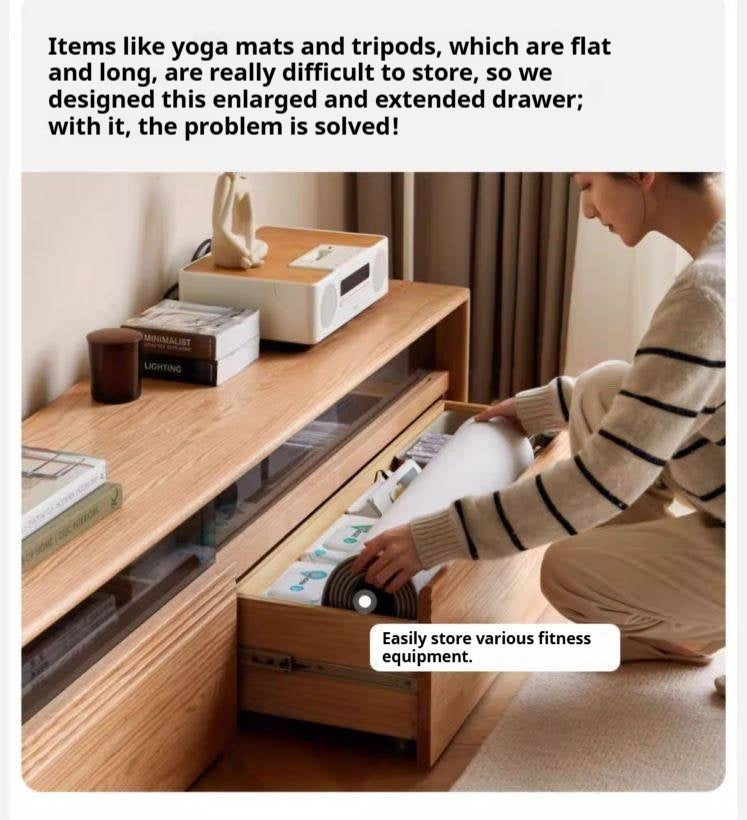 Black Walnut, Oak, Cherry Solid Wood TV Stand Floor Cabinet