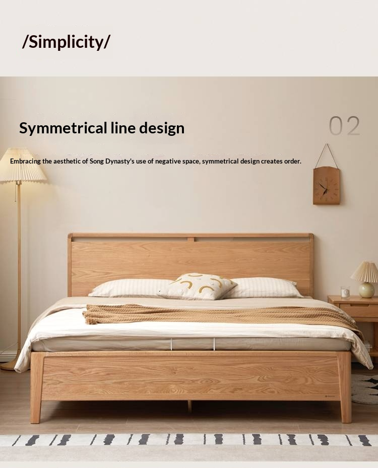 Oak Solid Wood High Box Bed in Modern Minimalist Design