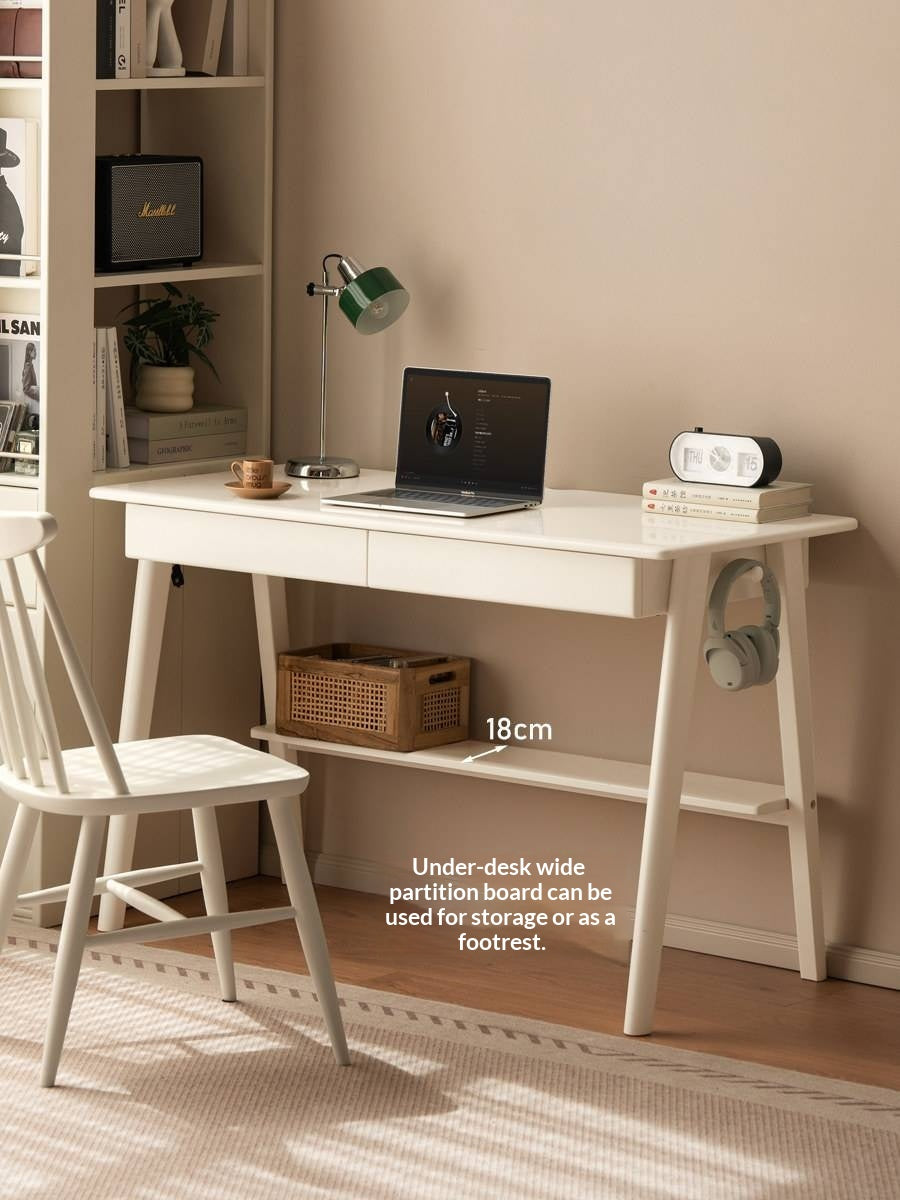Solid Rubberwood Cream Wind Office Desk