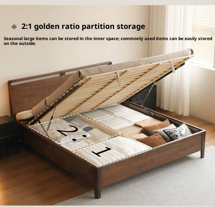 Black Walnut Solid Wood Light Luxury Box Bed