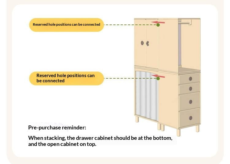 Solid Rubberwood Children's Wardrobe