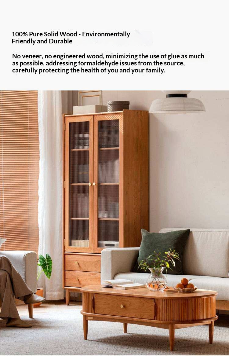 Cherry Solid Wood Bookcase Nordic Modern Cabinet Office Bookshelf