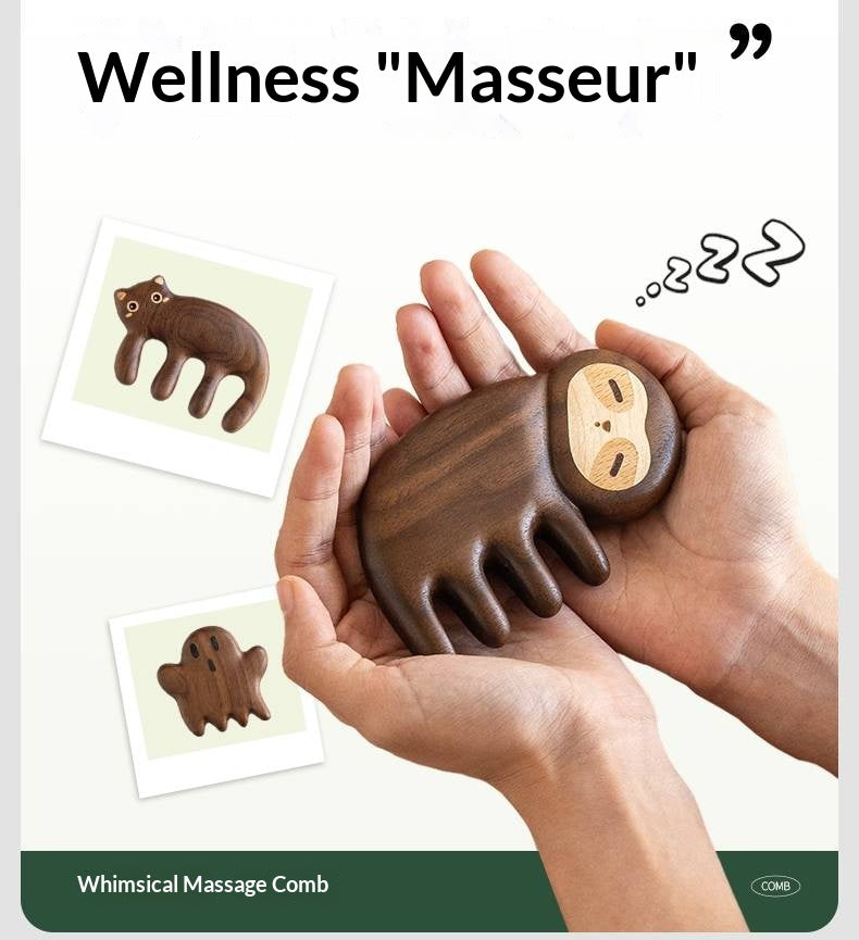 Black Walnut Solid Wood Modern Massage Comb