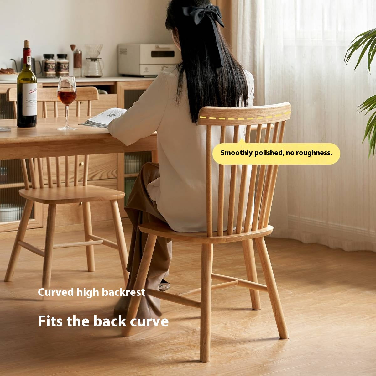 Set 4 pcs Solid RubberWood Modern Dining Chair