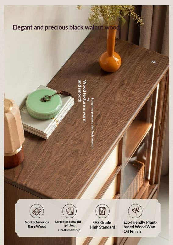 Black Walnut Solid Wood Storage Side Cabinet