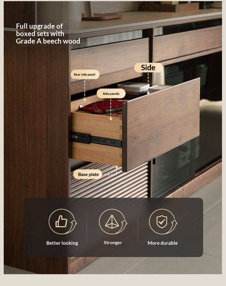 Black Walnut Solid Wood Rock Plate Wine Sideboard