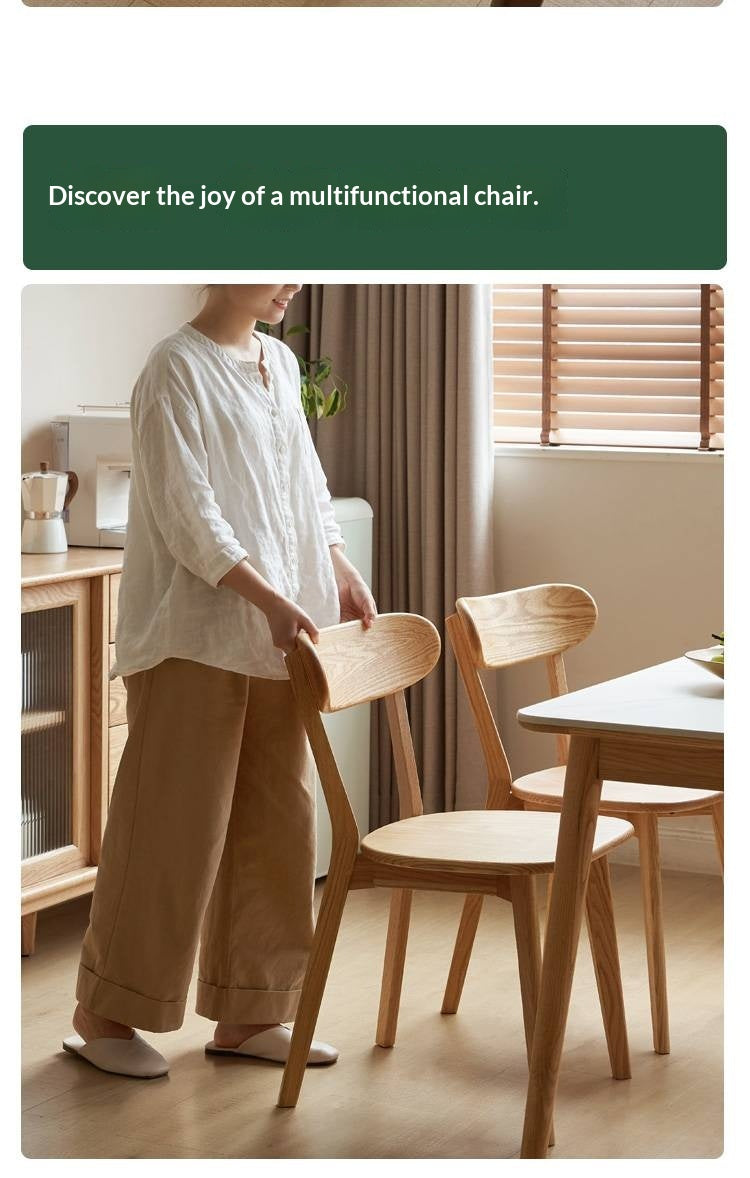 Oak, Cherry, Beech Solid Wood Curved Backrest Dining Chair