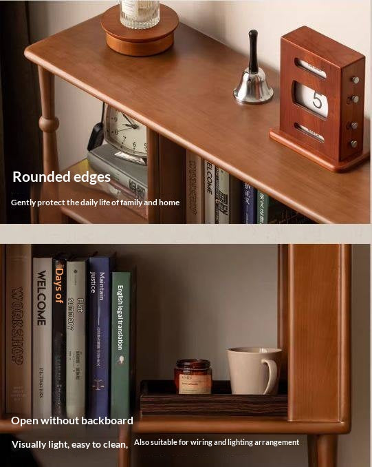 Poplar Solid Wood French Retro Bookshelf with Display Shelf