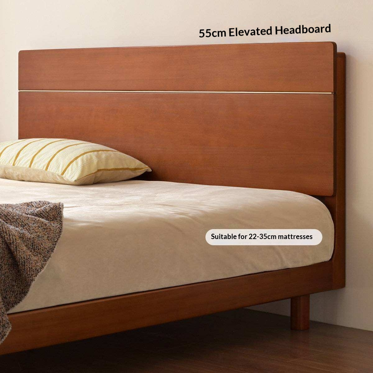 Poplar Solid Wood with High Headboard and Large Board Bed