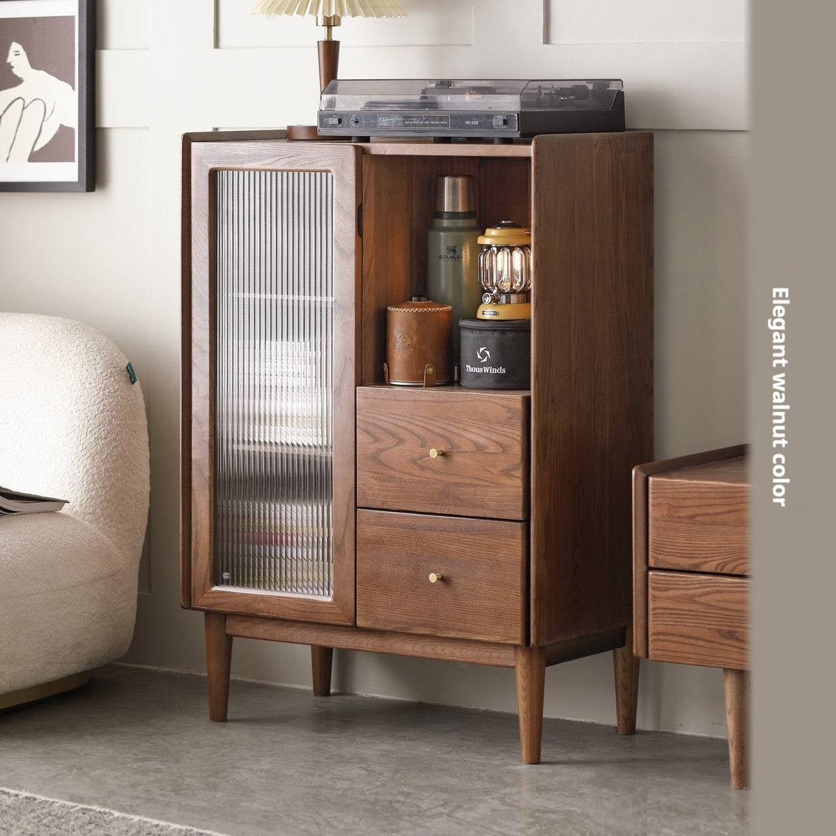 Ash Solid Wood Side Cabinet Storage.