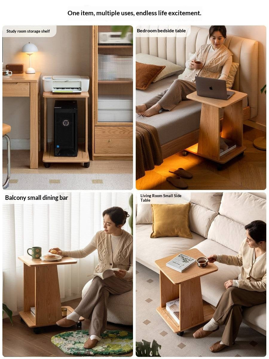 Oak Solid Wood Mobile Storage Rack