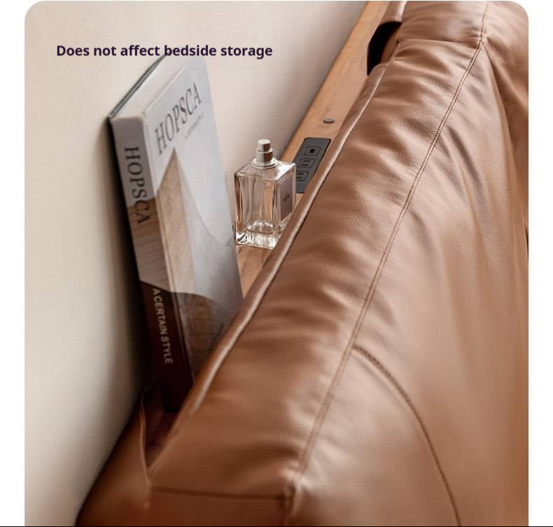 Soft Leather Headboard with Large Cushioned Backrest