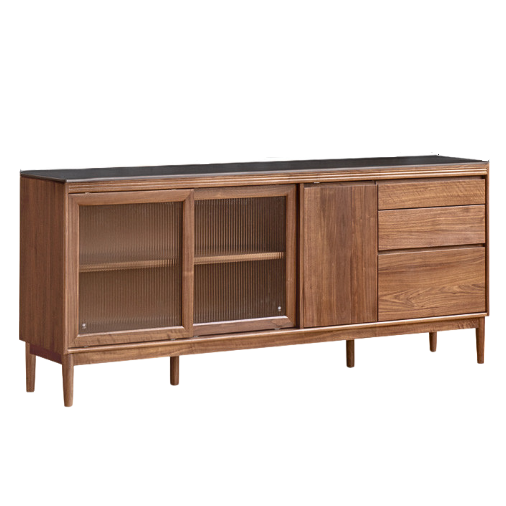 Black walnut Solid Wood Rock Board Sideboard ,