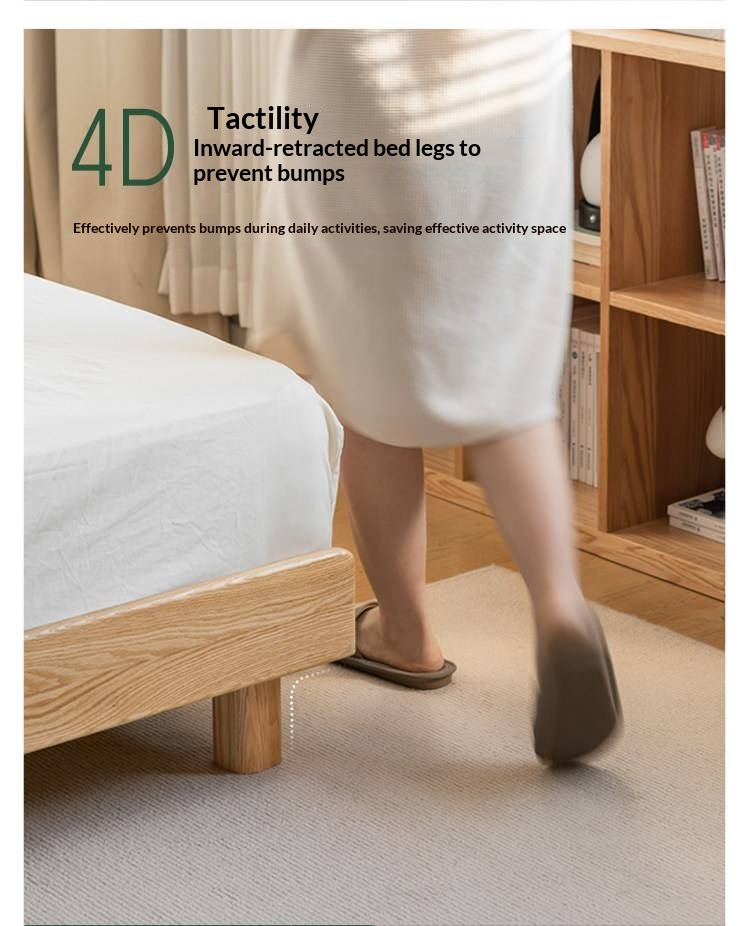 Oak Solid Wood Platform Bed, Headboard-Free Bed