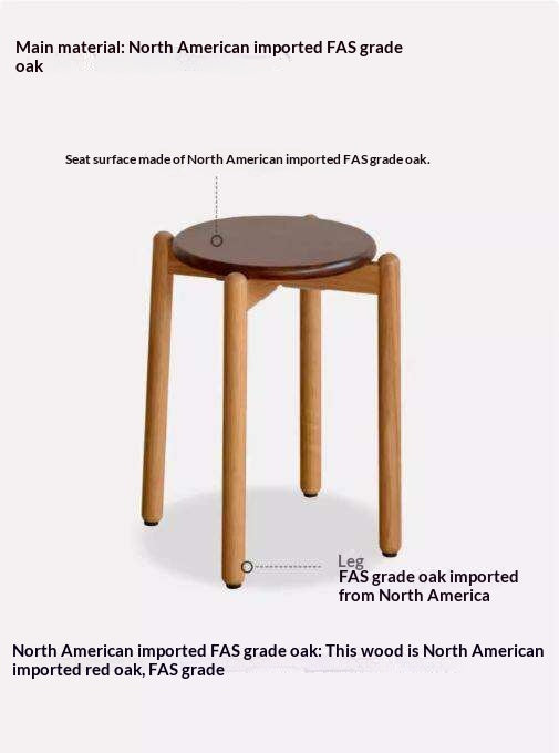 Black Walnut, White Ash, Oak, Cherry, Sandalwood Solid Wood, Solid RubberWood Stackable Small Stool