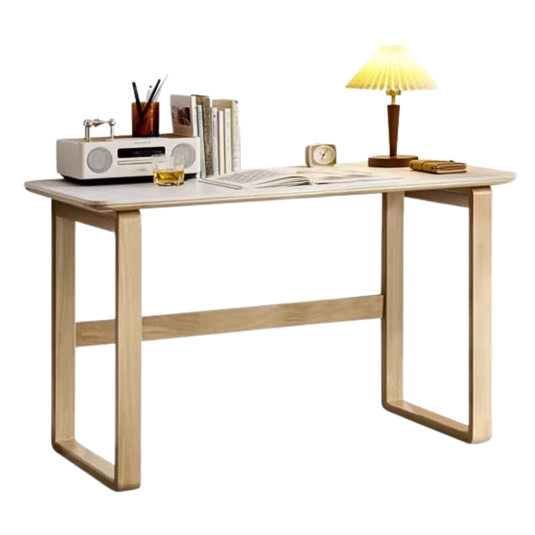 Beech, Bleached Birch Solid Wood Rock Board Office Desk